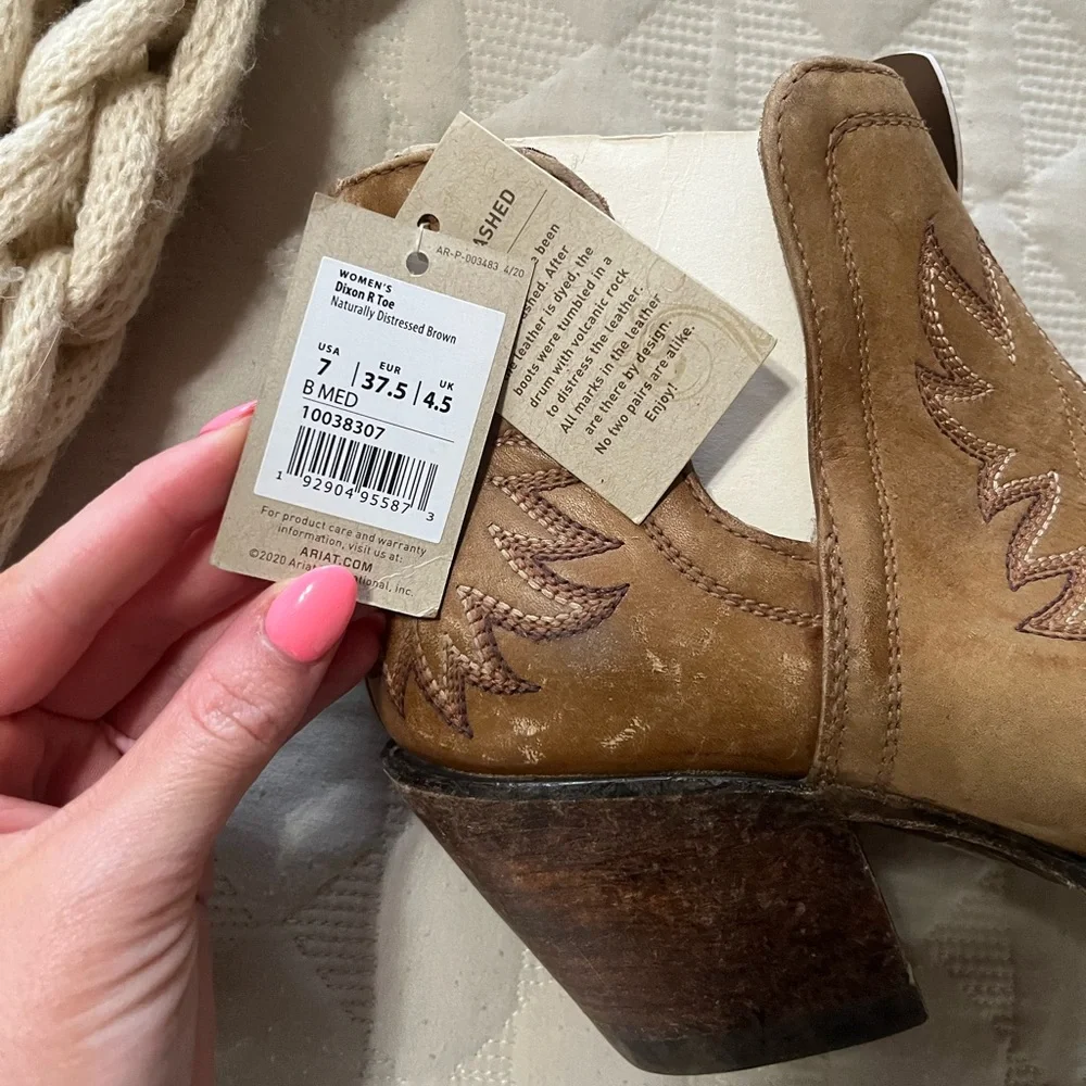 Ariat Dixon R Toe Western Ankle Boots Booties - Picture 5 of 8